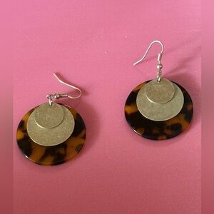 Tortoise Shell and Gold Tone Earrings